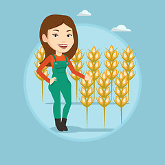 Image showing Farmer in wheat field vector illustration.