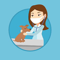 Image showing Veterinarian examining dog vector illustration.