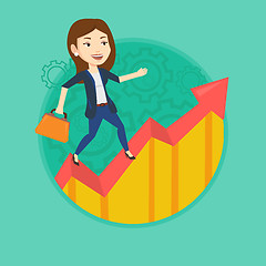 Image showing Happy business woman standing on profit chart.