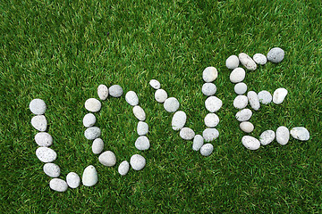 Image showing Word love made of pebble stones