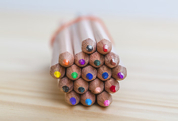 Image showing Bundle of Pencils on a Wooden Table