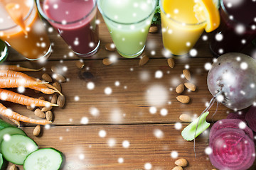 Image showing glasses with different fruit or vegetable juices