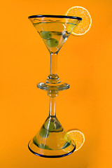 Image showing Martini Glass on a Mirror