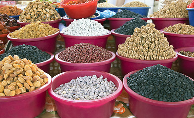 Image showing Dried fruit at a market in Uzbekistan