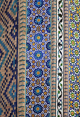 Image showing Old Eastern mosaic on the wall, Uzbekistan