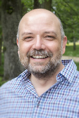 Image showing handsome bearded man portrait outdoors