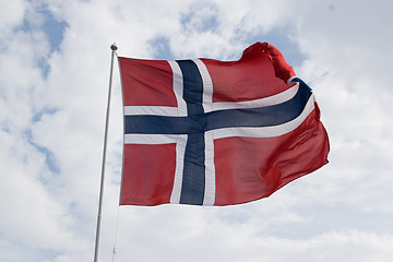 Image showing Norwegian flag fluttering in the wind