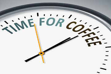 Image showing clock with text time for coffee