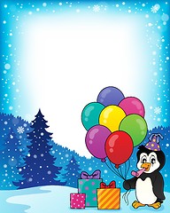 Image showing Frame with party penguin topic 1