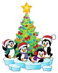 Image showing Christmas tree and penguins image 1