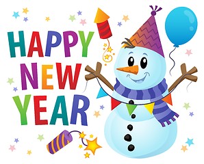 Image showing Happy New Year theme with snowman 1