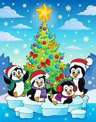 Image showing Christmas tree and penguins image 2