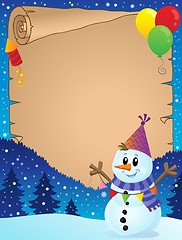 Image showing Parchment with party snowman theme 1