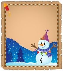 Image showing Parchment with party snowman theme 2