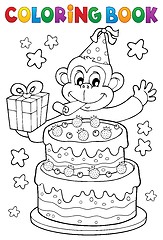 Image showing Coloring book cake and party monkey