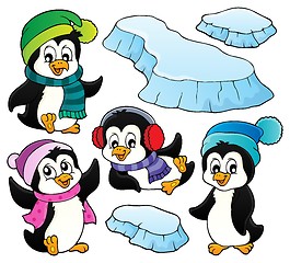 Image showing Happy winter penguins topic set 1