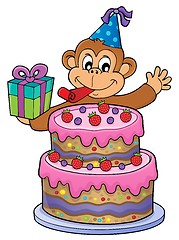 Image showing Cake and party monkey theme 1
