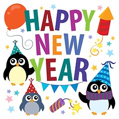 Image showing Happy New Year theme with penguins