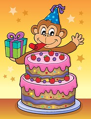 Image showing Cake and party monkey theme 2