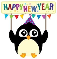 Image showing Happy New Year theme with cute penguin