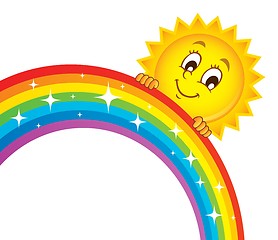 Image showing Sun holding rainbow theme 1