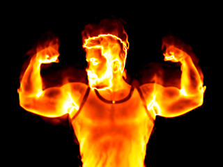 Image showing burning strong man