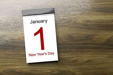 Image showing Calendar the 1st of January New Year\'s Day