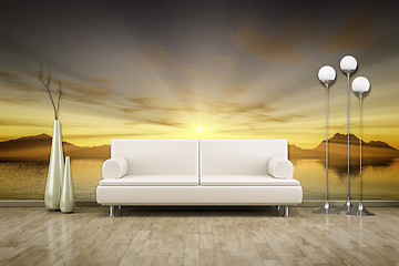 Image showing photo wall mural sunset