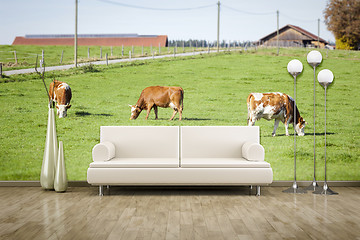 Image showing photo wall mural cows