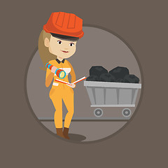 Image showing Miner checking documents vector illustration.