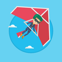 Image showing Woman flying on hang-glider vector illustration.