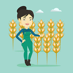 Image showing Farmer in wheat field vector illustration.