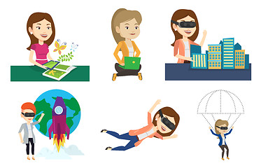 Image showing Vector set of people using modern technologies.