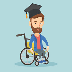 Image showing Graduate sitting in wheelchair vector illustration