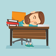 Image showing Student sleeping at the desk with book.