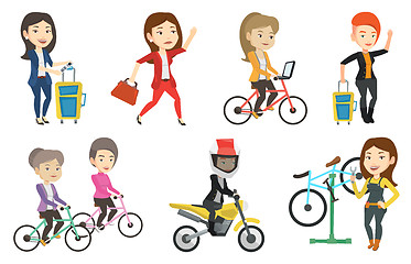 Image showing Transportation vector set with people traveling.