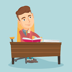 Image showing Student writing at the desk vector illustration.