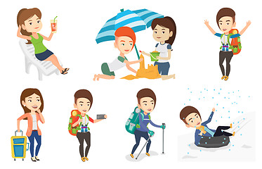 Image showing Vector set of traveling people.