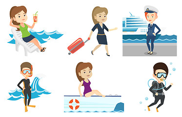 Image showing Vector set of traveling people.