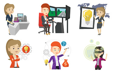 Image showing Vector set of people using modern technologies.