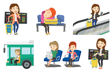 Image showing Transportation vector set with people traveling.