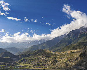 Image showing Nilgiri and Tilicho Himal view on the way to Jomsom