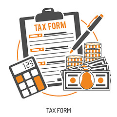 Image showing Tax calculation, payment, accounting, paperwork concept