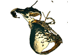 Image showing Liquid gold or oil splatter and splashes isolated on white