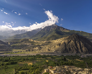 Image showing Nilgiri and Tilicho Himal view on the way to Jomsom in Mustang