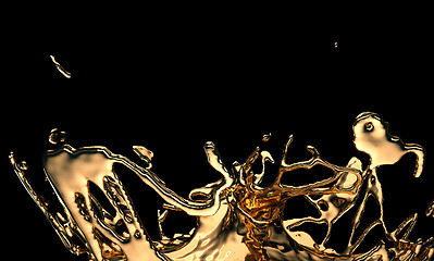 Image showing Melted gold or oil splashes isolated on black