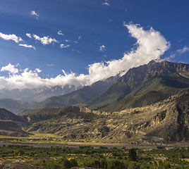 Image showing Nilgiri and Tilicho Himal view on the way to Jomsom in Mustang