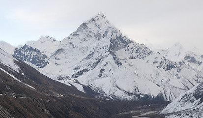 Image showing Ama Dablam summit and Pheriche valley