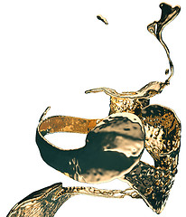 Image showing Melted gold or oil splashes isolated on white