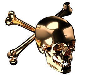 Image showing Golden Skull with crossed bones or totenkopf 